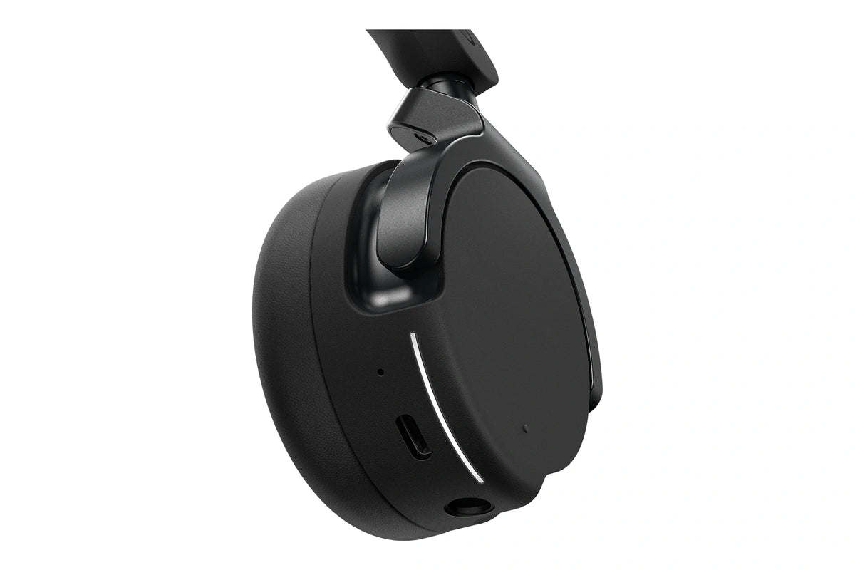 AlphaTheta HDJ-F9 earcup detail showing the driver housing and USB-C charging port