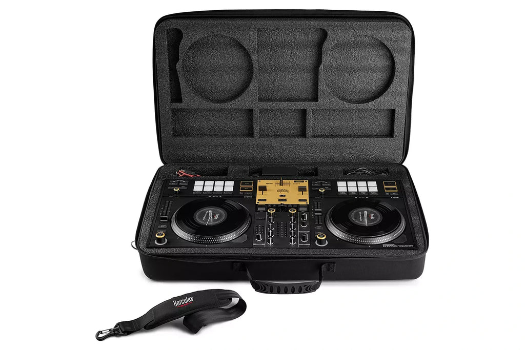 Hercules DJControl Inpulse T7 Premium Edition in its included carry bag
