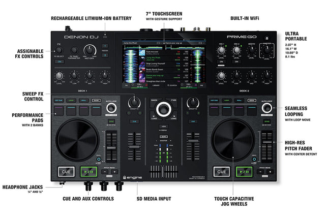 Denon Prime GO Compact Standalone DJ Controller
